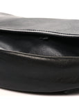 Shiny Lambskin Soft Triomphe Half Moon Bag Black