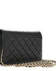 Calfskin Quilted Enchained Wallet On Chain WOC Black