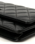 Pearly Lambskin Quilted Wallet On Chain WOC So Black