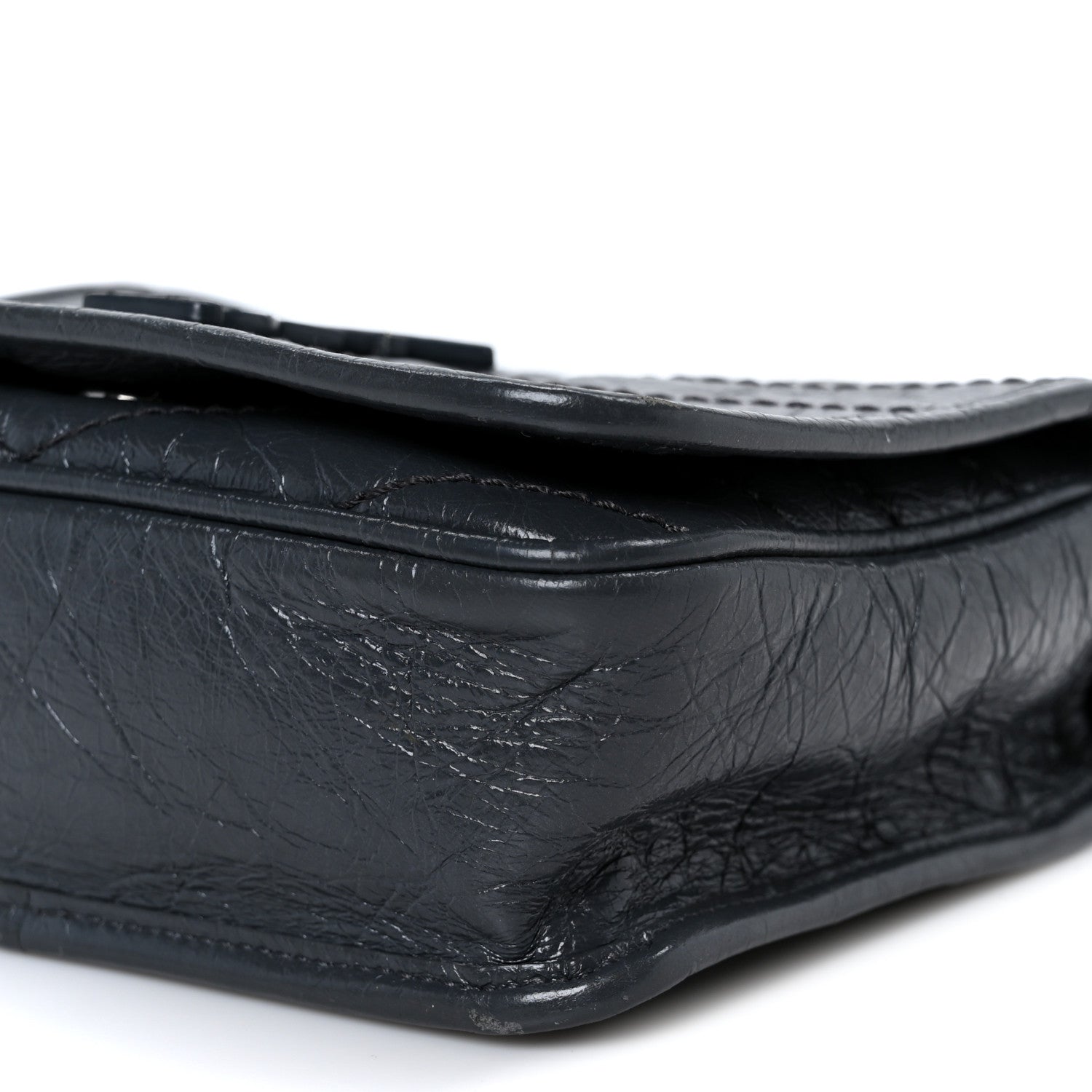 Crinkled Calfskin Matelasse Monogram Niki Chain Wallet Dark Smog