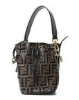 Vitello Liberty F is FNDI Bi-Color FF 1974 Embossed Mini Mon Tresor Bucket Bag Maya Black