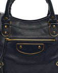 Chevre Gold Metallic Edge Hardware Town Bleu Nuit Dark Sea