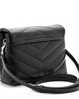 Calfskin Y Quilted Monogram Toy Loulou Crossbody Bag Black