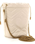 Calfskin Matelasse Mini GG Marmont 2.0 Bucket Bag White