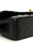 Lambskin Quilted Medium Double Flap Black