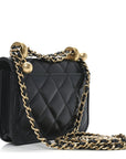 Calfskin Quilted Perfect Fit Coin Purse With Chain Black