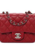 Caviar Quilted Mini Square Flap Red