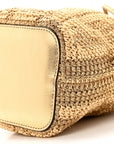 Raffia Lurex Vitello Laminato F is FNDI FF Crochet Mini Mon Tresor Bucket Bag Natural Oro