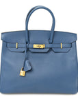 Epsom Birkin 35 Bleu Agate