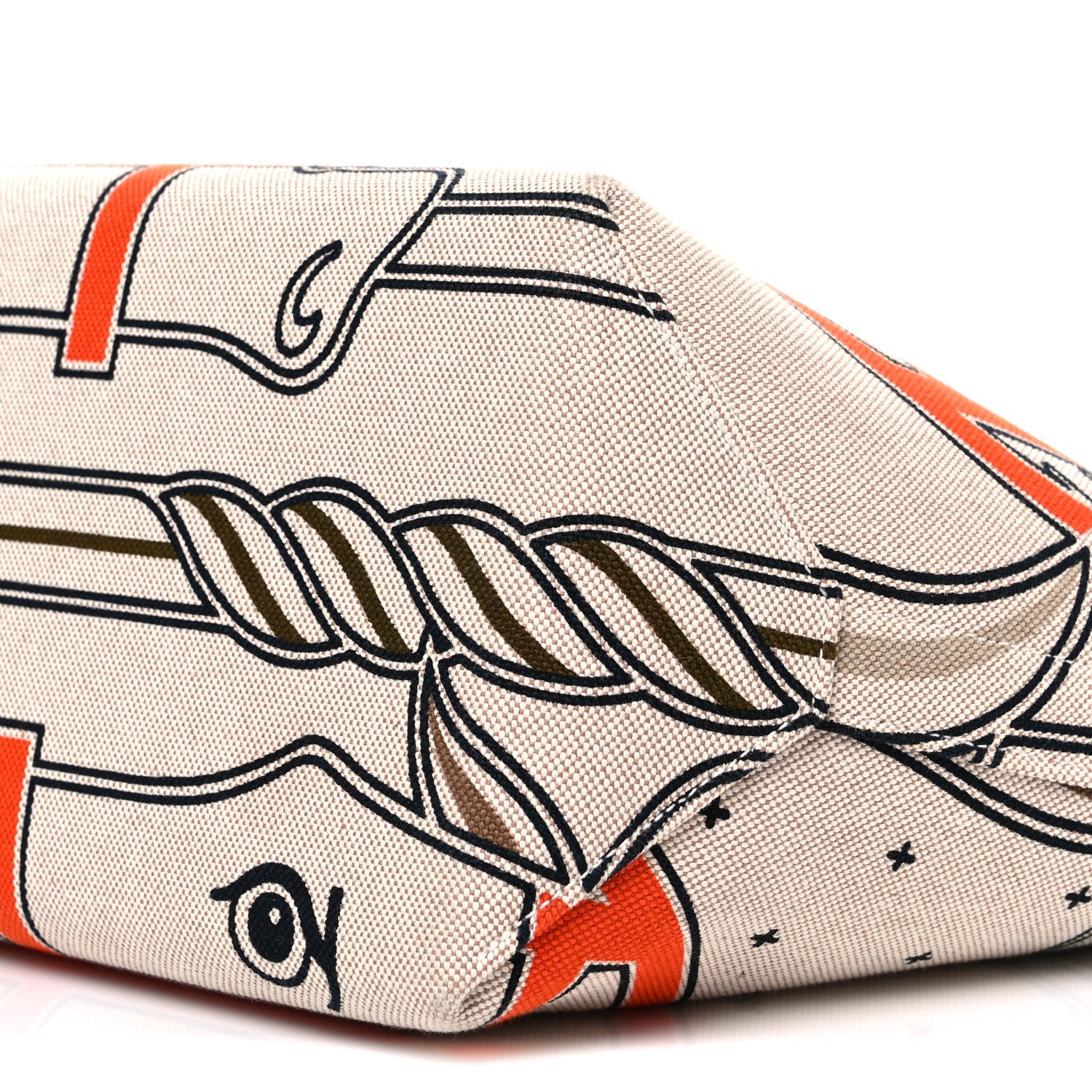 H Plume Canvas Swift Printed Quadrige au Fil Steeple 25 Bag Gris Beige Ecru Beige Gold