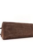 Suede Crocodile Embossed Le Turismo Dark Brown