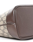 GG Supreme Monogram Textured Calfskin Web Small Ophidia Shoulder Tote Bag Beige Ebony New Acero