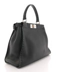Cuoio Romano Selleria Bi-Color Medium Peekaboo Iconic Satchel Black Mou