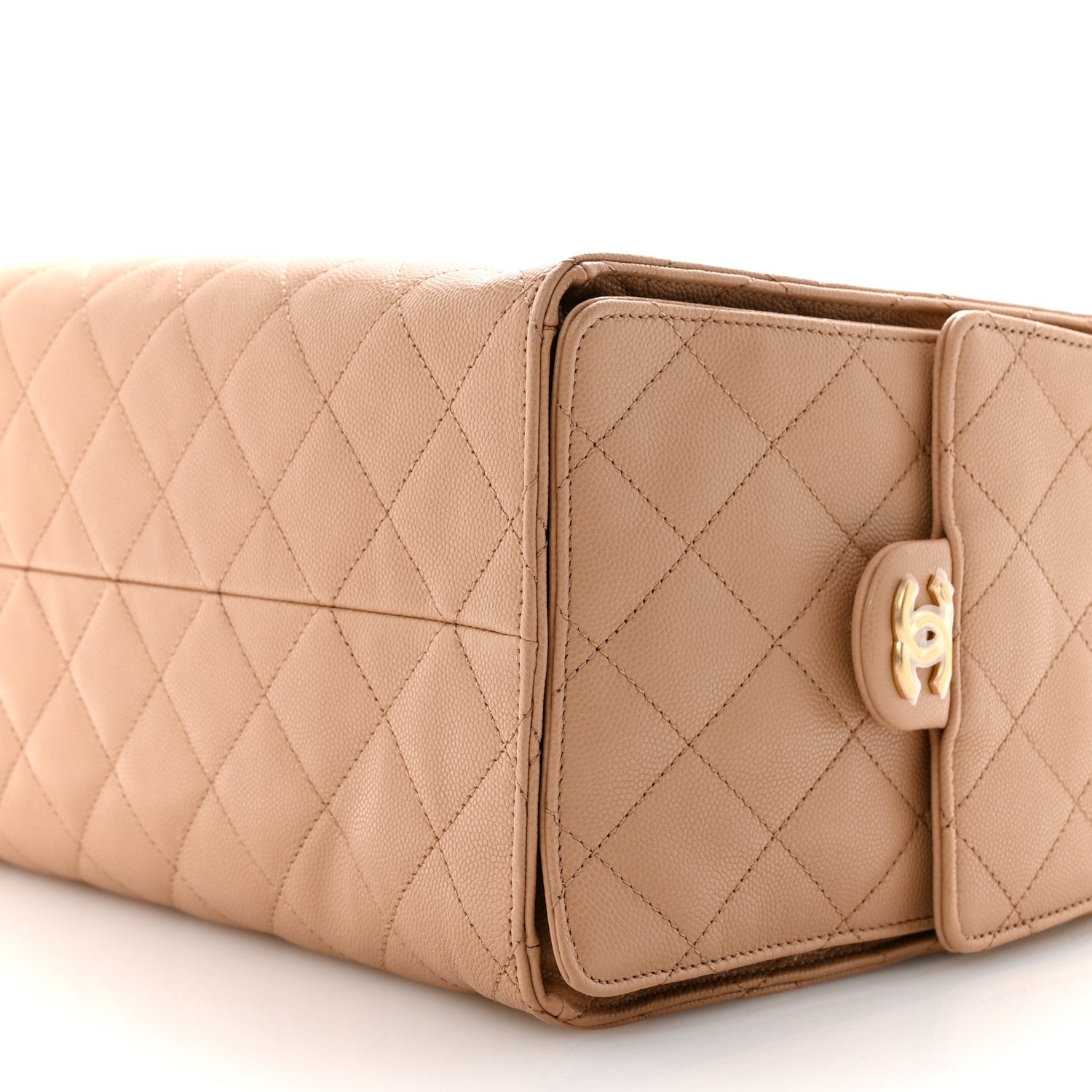 Caviar Quilted Medium CHNL 25 Handbag Beige