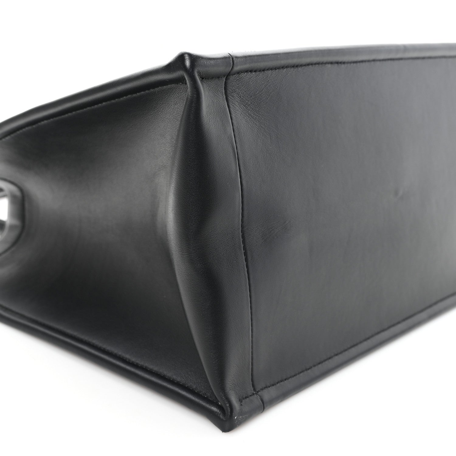 Calfskin Macro Cannage Medium Book Tote Black