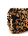 Fleece Leopard Print Small Hourglass Top Handle Bag Brown
