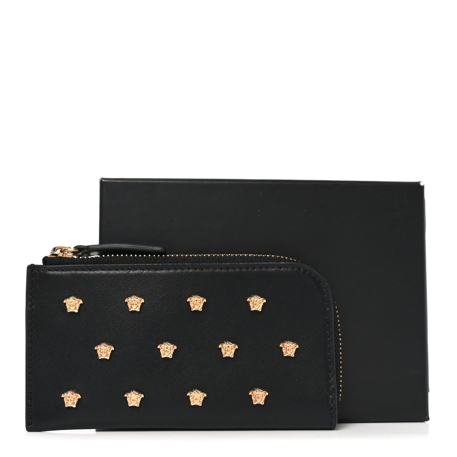 Nappa La Medusa Studded Zip Pouch Card Holder Black