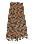 Lambswool Check Fringe Scarf Camel