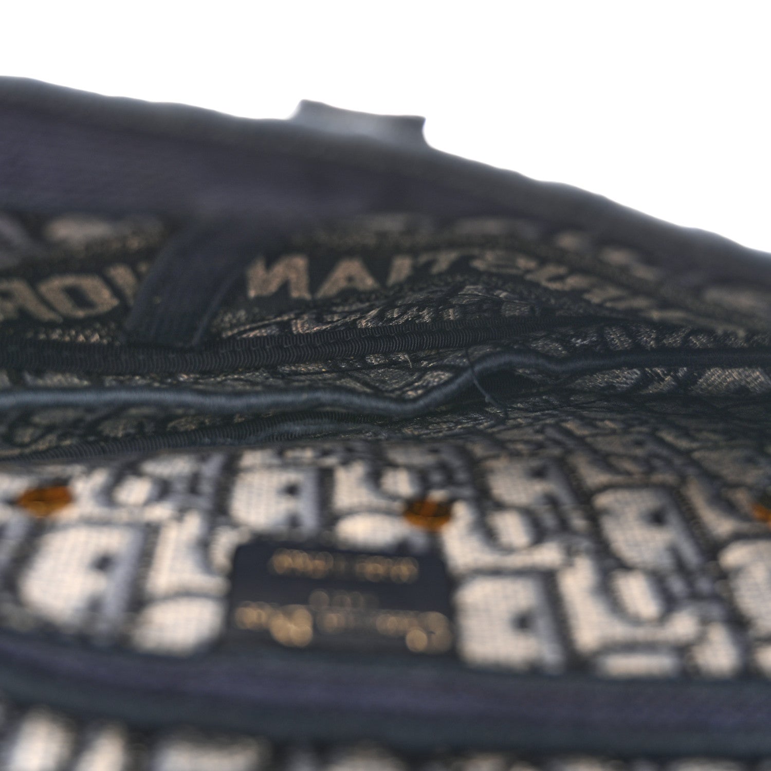 Oblique Embroidered Saddle Bag Blue