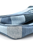Denim Damier Monogram Patchwork Multi Pochette Accessories Blue Rouge