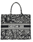 Canvas Embroidered Large Plan De Paris Book Tote Black White