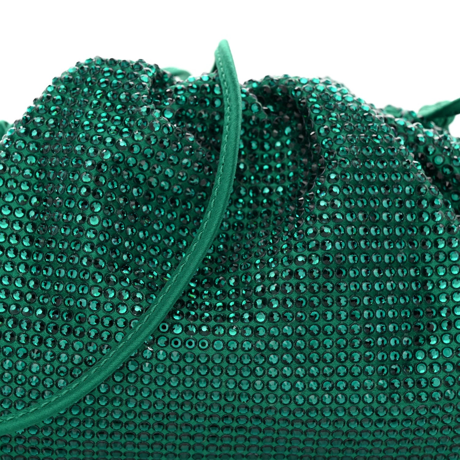 Satin Crystal Embellished The Mini Pouch Emerald