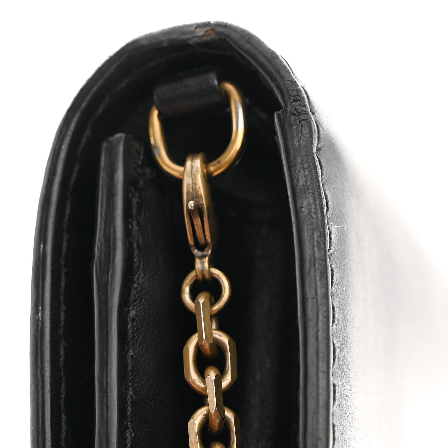 Calfskin J'AD1OR Wallet on Chain Pouch Black