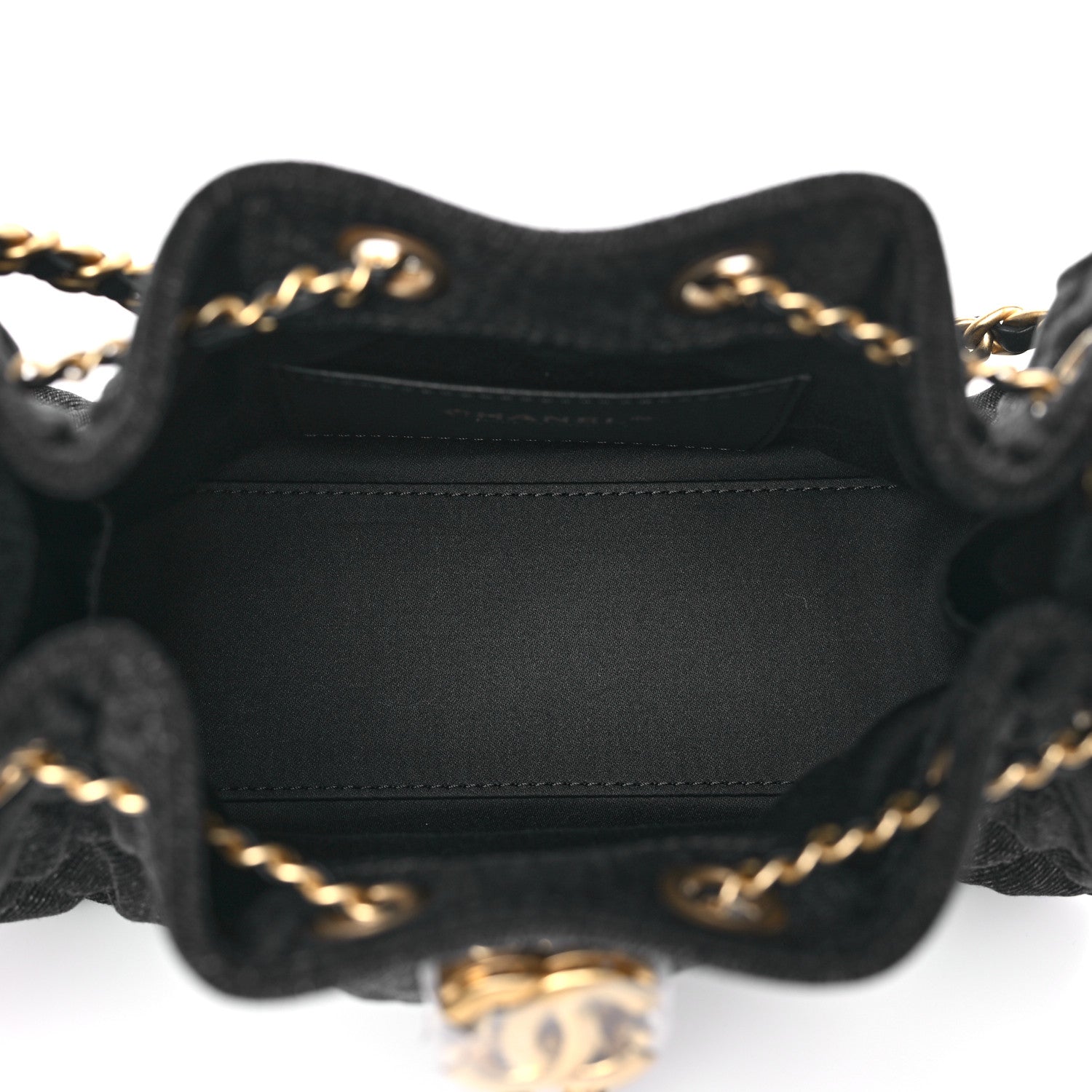 Washed Denim Quilted Mini CHNL 25 Handbag Black