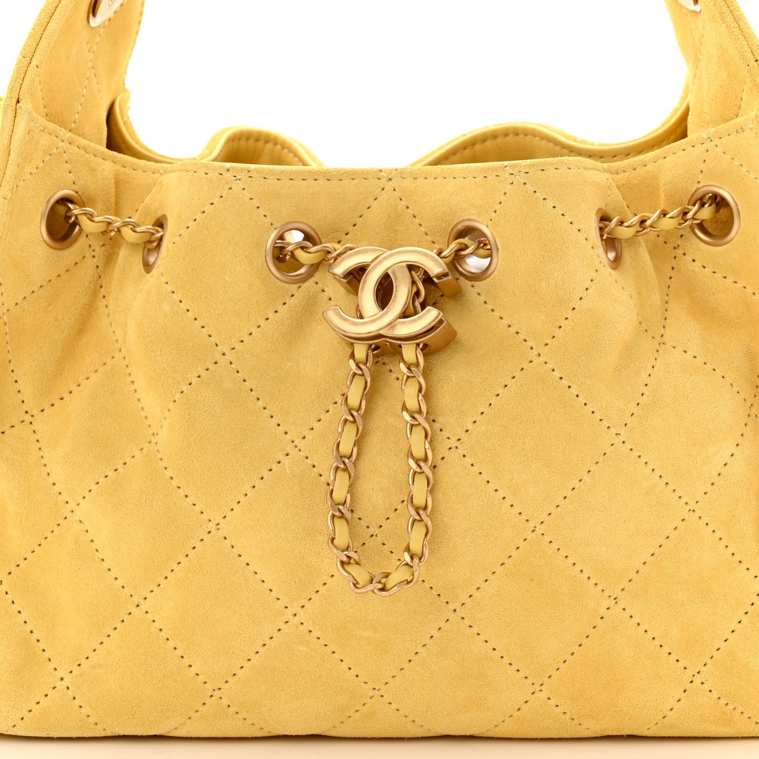 Suede Quilted Mini CHNL 25 Handbag Yellow