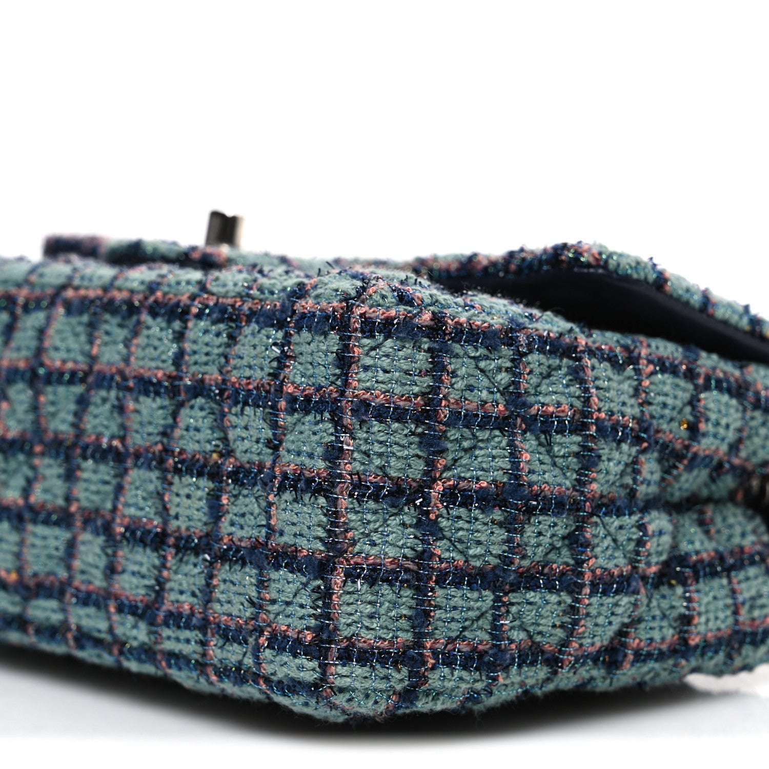 Tweed Quilted Mini Rectangular Flap Green Navy Dark Beige