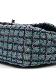 Tweed Quilted Mini Rectangular Flap Green Navy Dark Beige