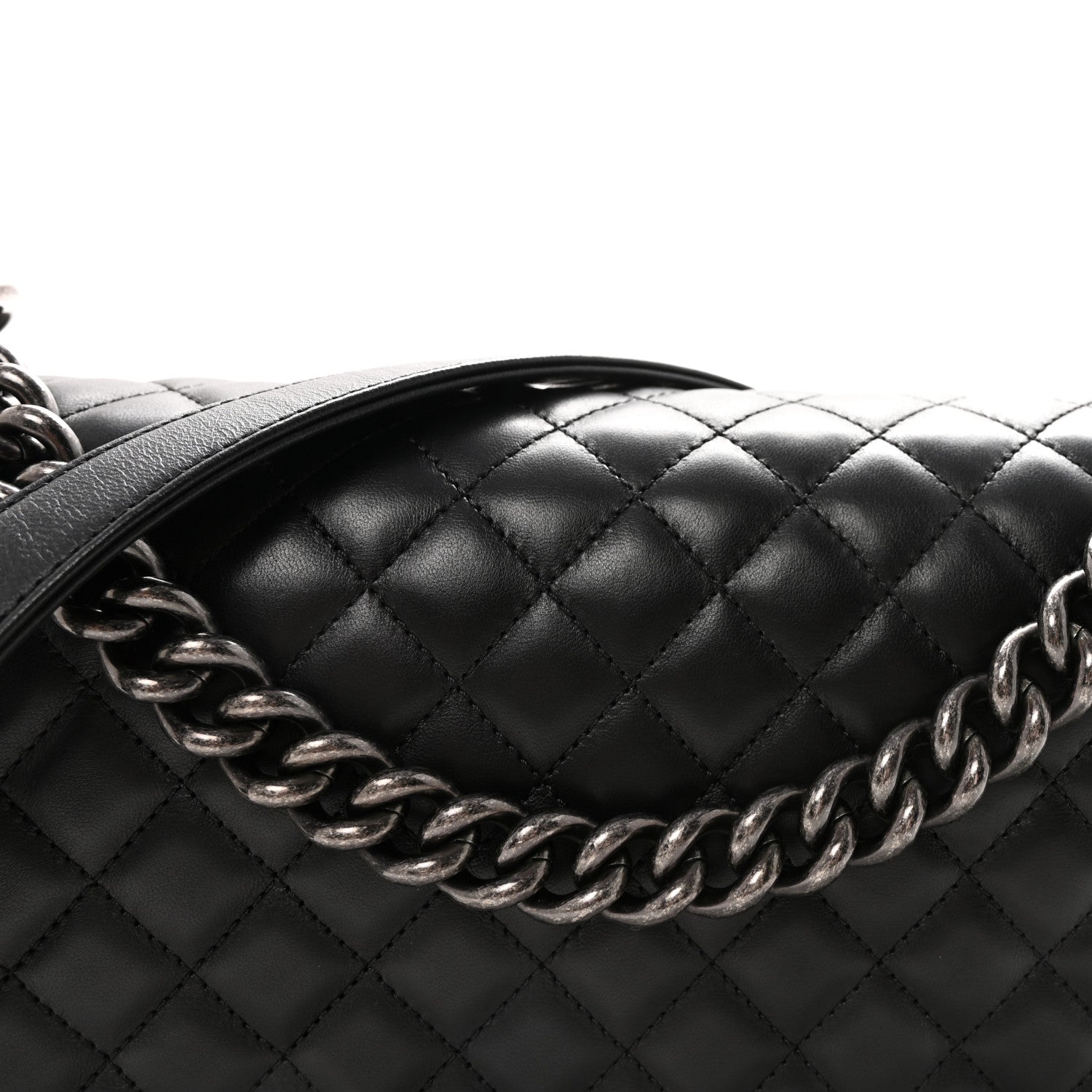 Lambskin Quilted New Medium Boy Flap Black