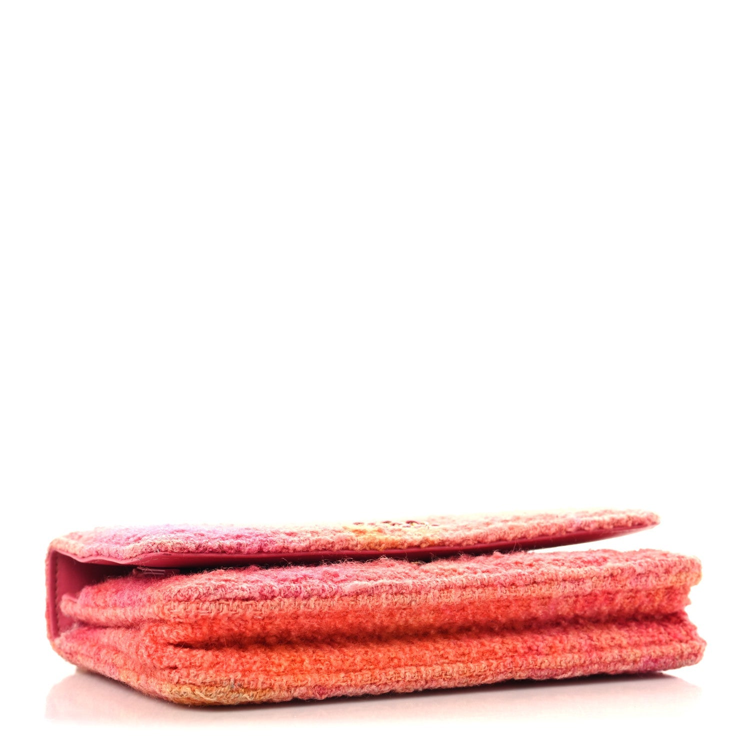 Wool Tweed Lambskin Quilted CHNL 19 Wallet On Chain WOC Coral Pink