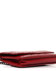 Lambskin Quilted Wallet On Chain WOC Red