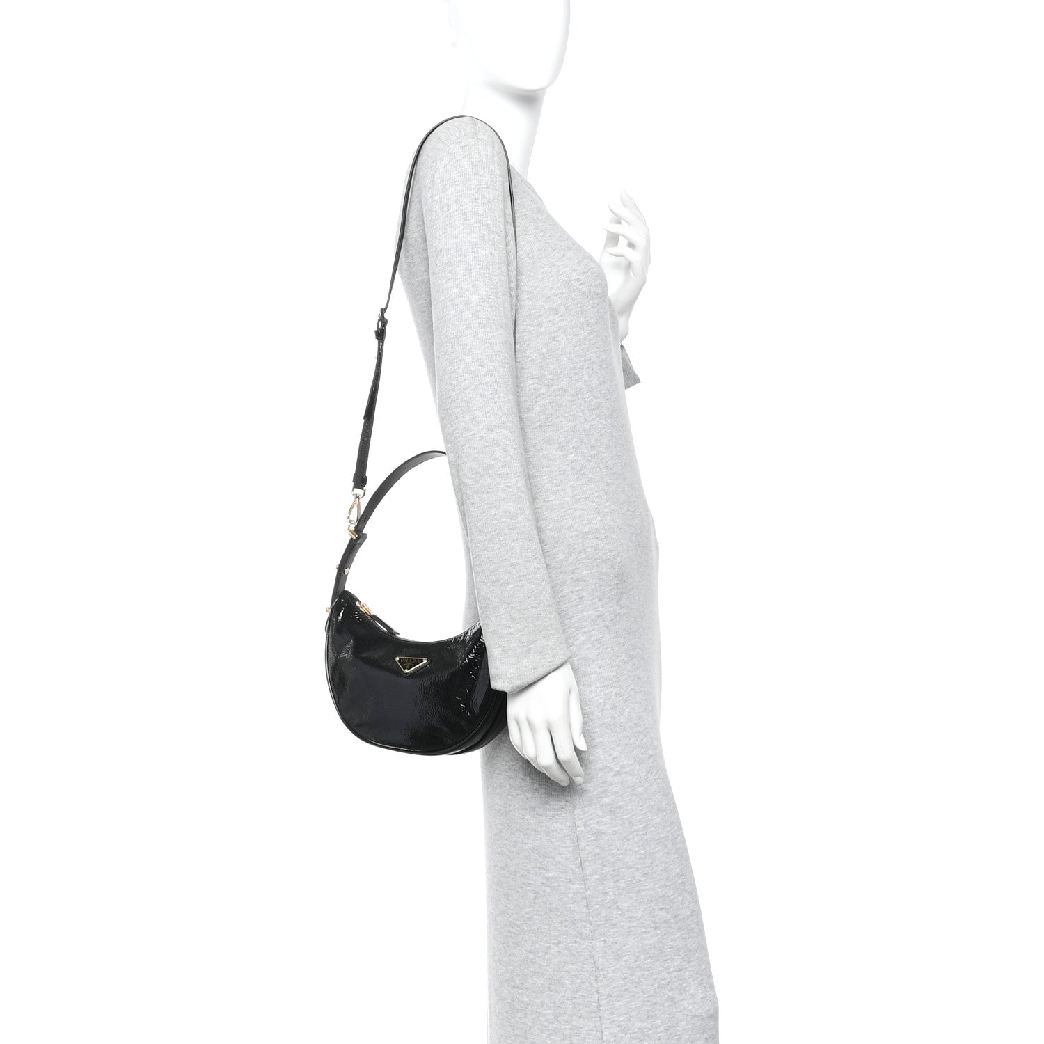 Patent Naplak Arque Shoulder Bag Black