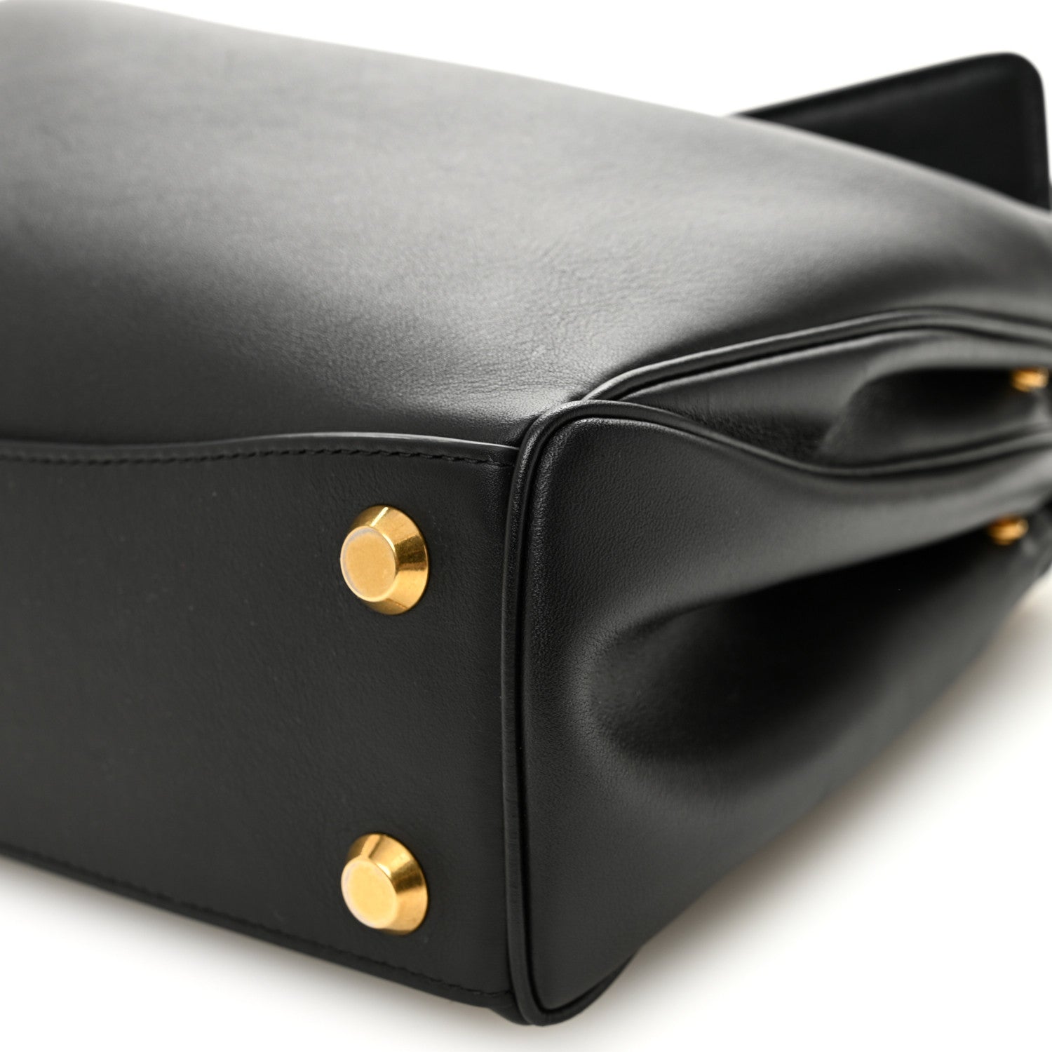 Natural Smooth Calfskin Small Rodeo Top Handle Handbag Black