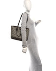 GG Supreme Monogram Textured Calfskin Small Ophidia Shoulder Tote Bag Beige Ebony New Acero