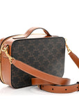 Triomphe Canvas Top Handle Messenger Box Tan