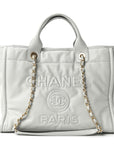 Calfskin Small Deauville Tote Light Grey