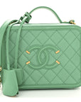 Caviar Quilted Medium CC Filigree Vanity Case Green