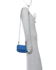 Nappa Intrecciato Small Chain Crossbody Blue
