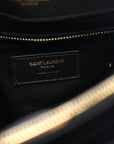 Shearling Y Quilted Monogram Medium Loulou Chain Satchel Black