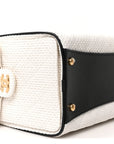Braided Raffia Calfskin Quilted Small CHNL 25 Handbag White Black