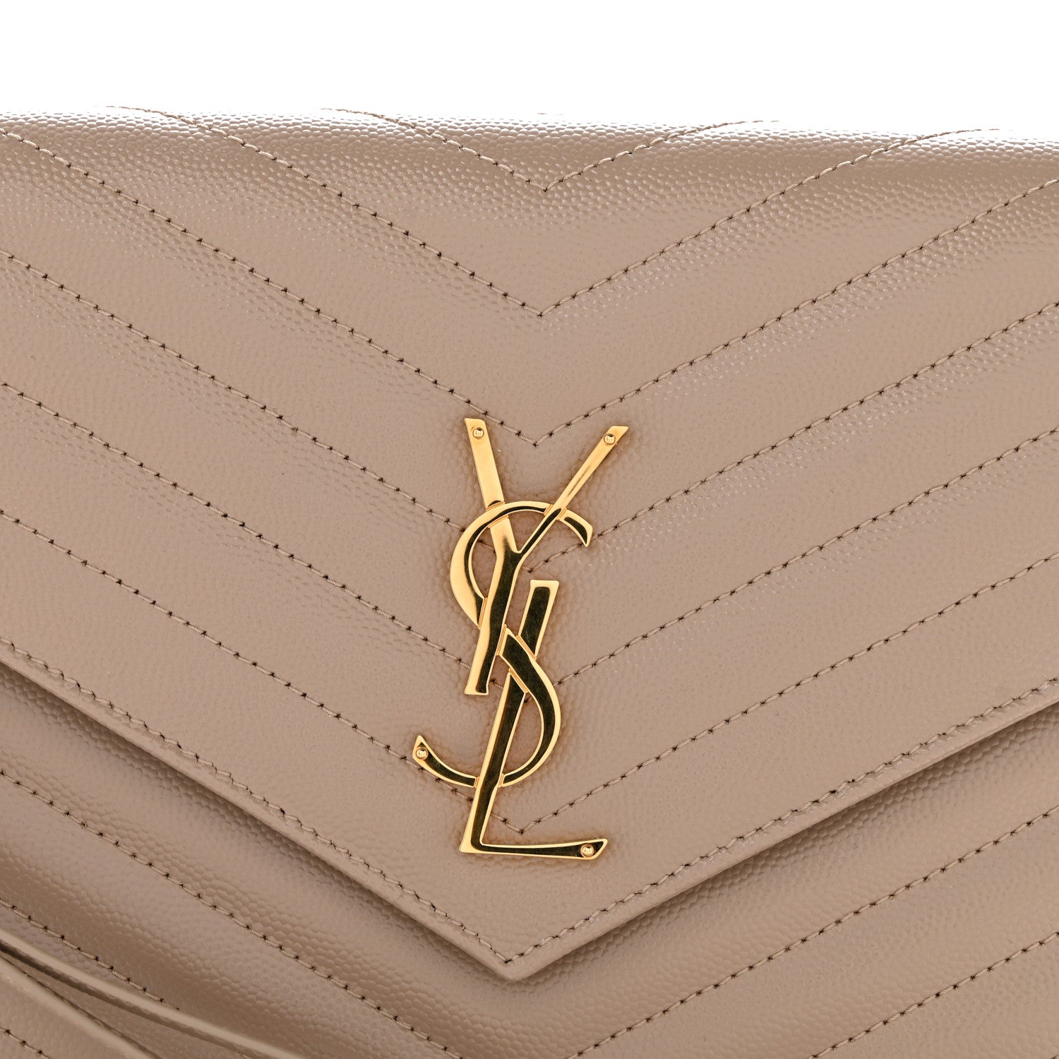 Grain De Poudre Matelasse Chevron Monogram Envelope Clutch Dark Beige