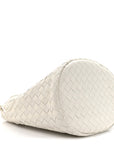 Calfskin Intrecciato Small Castello Bucket Bag White