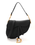 Grained Calfskin Saddle Bag With Strap Black