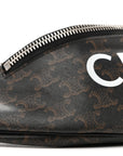 Triomphe Logo Canvas Checker Belt Bag Black