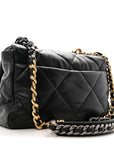 Lambskin Quilted Large CHNL 19 Flap Black