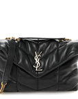 Lambskin Quilted Toy Loulou Puffer Monogram Chain Satchel Black