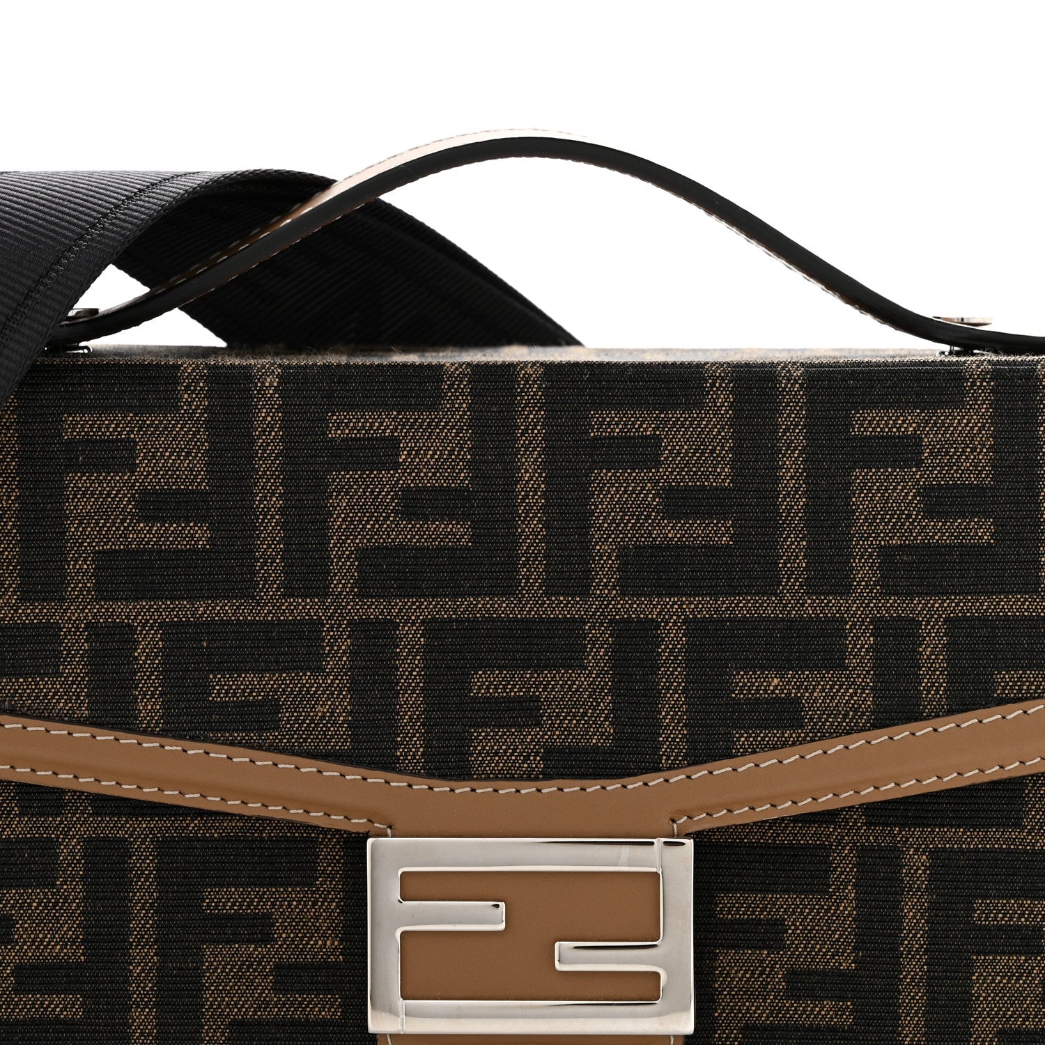 Recycled Fabric Jacquard Vitello King FF 1974 Baguette Soft Trunk Tobacco Moro Sand